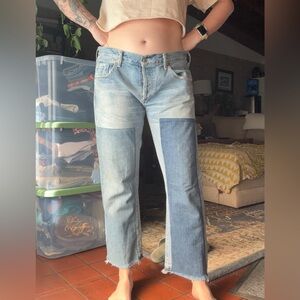 CITIZENS of HUMANITY Jeans Women’s Sz 31 Button Fly Patchwork Cropped Denim